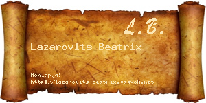 Lazarovits Beatrix névjegykártya